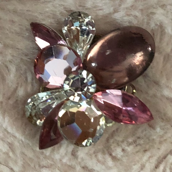 Vintage Eva K Designs Pink Rhinestone Earrings - Picture 1 of 4
